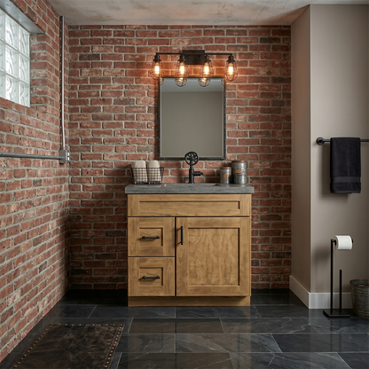 RTA Woodland Shaker 30" Freestanding Bathroom Vanity 2-Drawer Left Combo Base