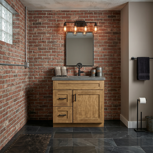 RTA Woodland Shaker 30" Freestanding Bathroom Vanity 2-Drawer Left Combo Base