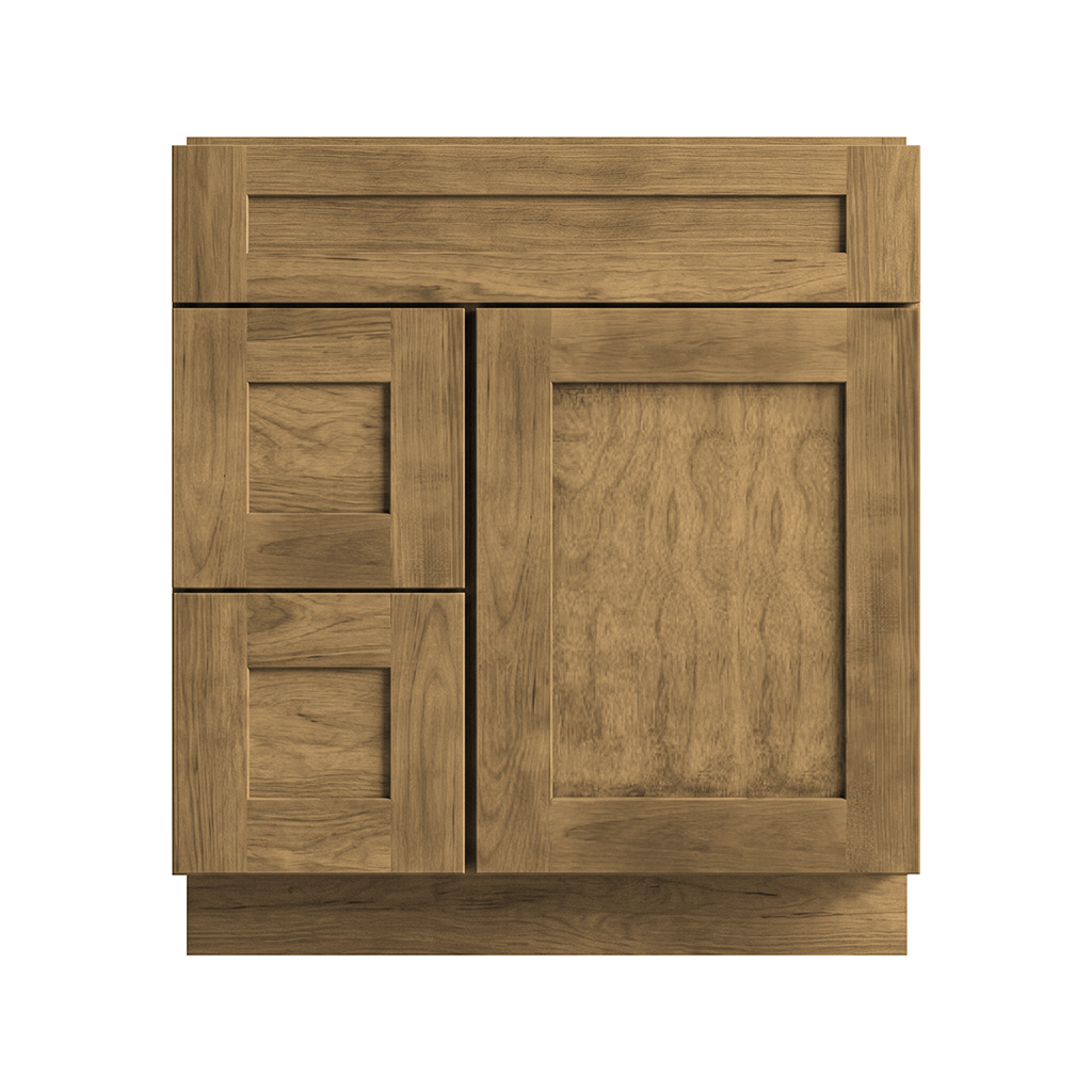 RTA Woodland Shaker 30" Freestanding Bathroom Vanity 2-Drawer Left Combo Base