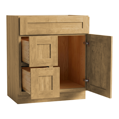 RTA Woodland Shaker 30" Freestanding Bathroom Vanity 2-Drawer Left Combo Base