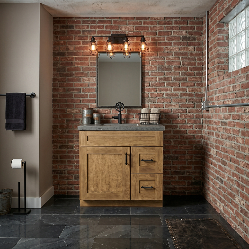 RTA Woodland Shaker 30" Freestanding Bathroom Vanity 2-Drawer Right Combo Base