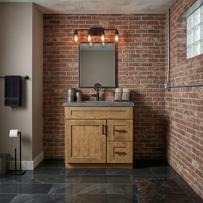 RTA Woodland Shaker 30" Freestanding Bathroom Vanity 2-Drawer Right Combo Base
