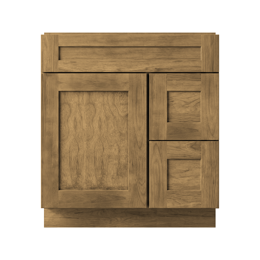 RTA Woodland Shaker 30" Freestanding Bathroom Vanity 2-Drawer Right Combo Base