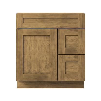 RTA Woodland Shaker 30" Freestanding Bathroom Vanity 2-Drawer Right Combo Base