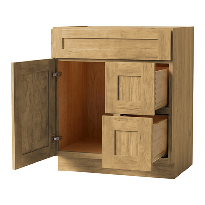 RTA Woodland Shaker 30" Freestanding Bathroom Vanity 2-Drawer Right Combo Base