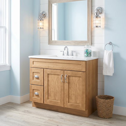 RTA Woodland Shaker 36" Freestanding Bathroom Vanity 2-Drawer Left Combo Base
