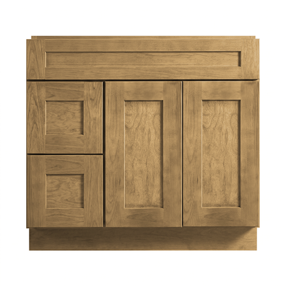 RTA Woodland Shaker 36" Freestanding Bathroom Vanity 2-Drawer Left Combo Base