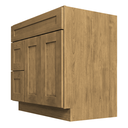RTA Woodland Shaker 36" Freestanding Bathroom Vanity 2-Drawer Left Combo Base