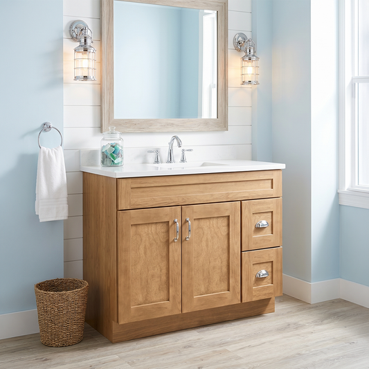 RTA Woodland Shaker 36" Freestanding Bathroom Vanity 2-Drawer Right Combo Base