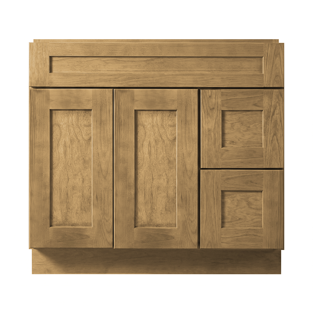 RTA Woodland Shaker 36" Freestanding Bathroom Vanity 2-Drawer Right Combo Base