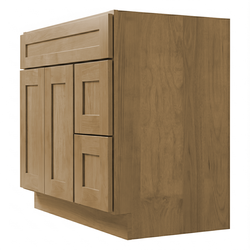 RTA Woodland Shaker 36" Freestanding Bathroom Vanity 2-Drawer Right Combo Base