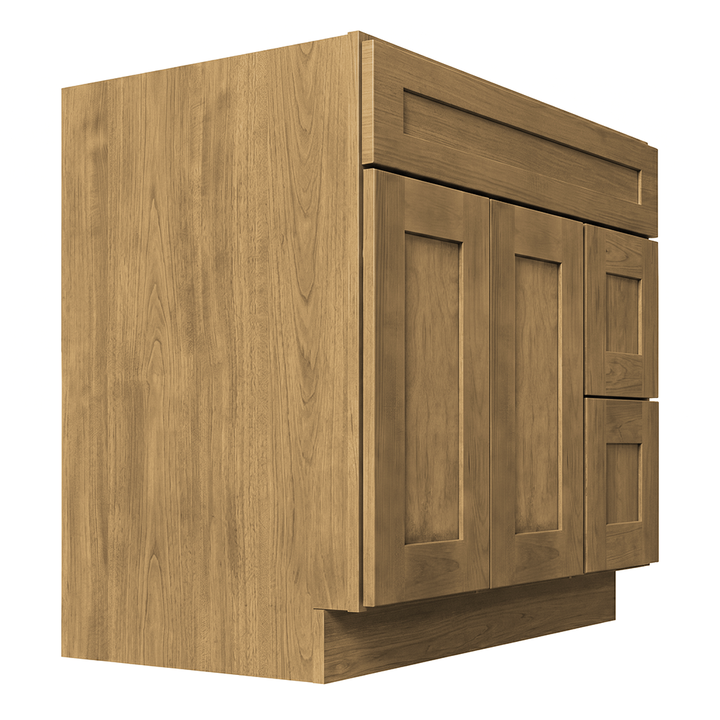 RTA Woodland Shaker 36" Freestanding Bathroom Vanity 2-Drawer Right Combo Base