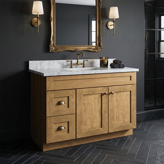 RTA Woodland Shaker 42" Freestanding Bathroom Vanity 2-Drawer Left Combo Base