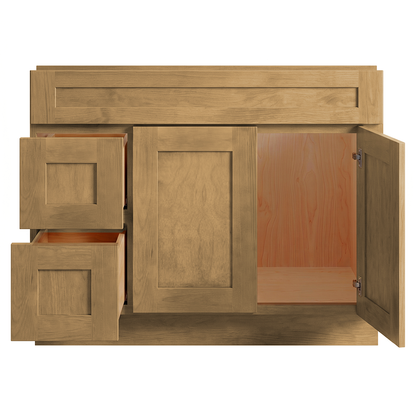 RTA Woodland Shaker 42" Freestanding Bathroom Vanity 2-Drawer Left Combo Base