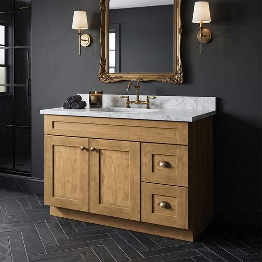 RTA Woodland Shaker 42" Freestanding Bathroom Vanity 2-Drawer Right Combo Base