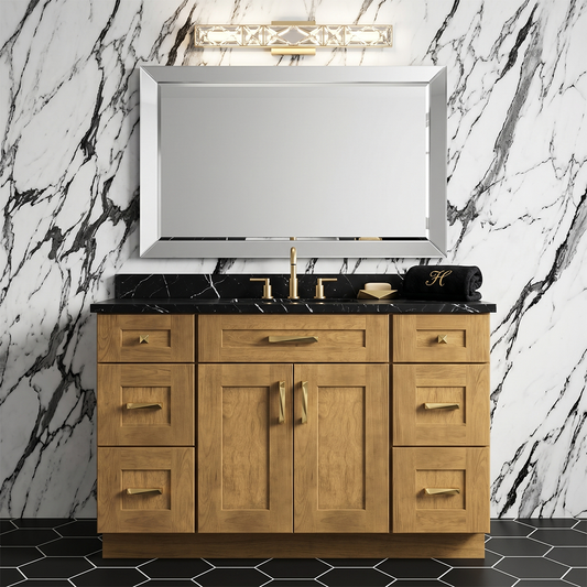 RTA Woodland Shaker 48" Freestanding Bathroom Vanity 6-Drawer Combo Base