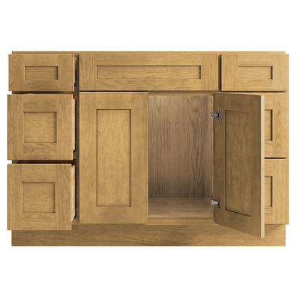 RTA Woodland Shaker 48" Freestanding Bathroom Vanity 6-Drawer Combo Base
