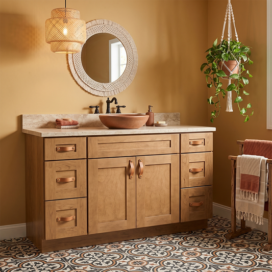 RTA Woodland Shaker 54" Freestanding Bathroom Vanity 6-Drawer Combo Base