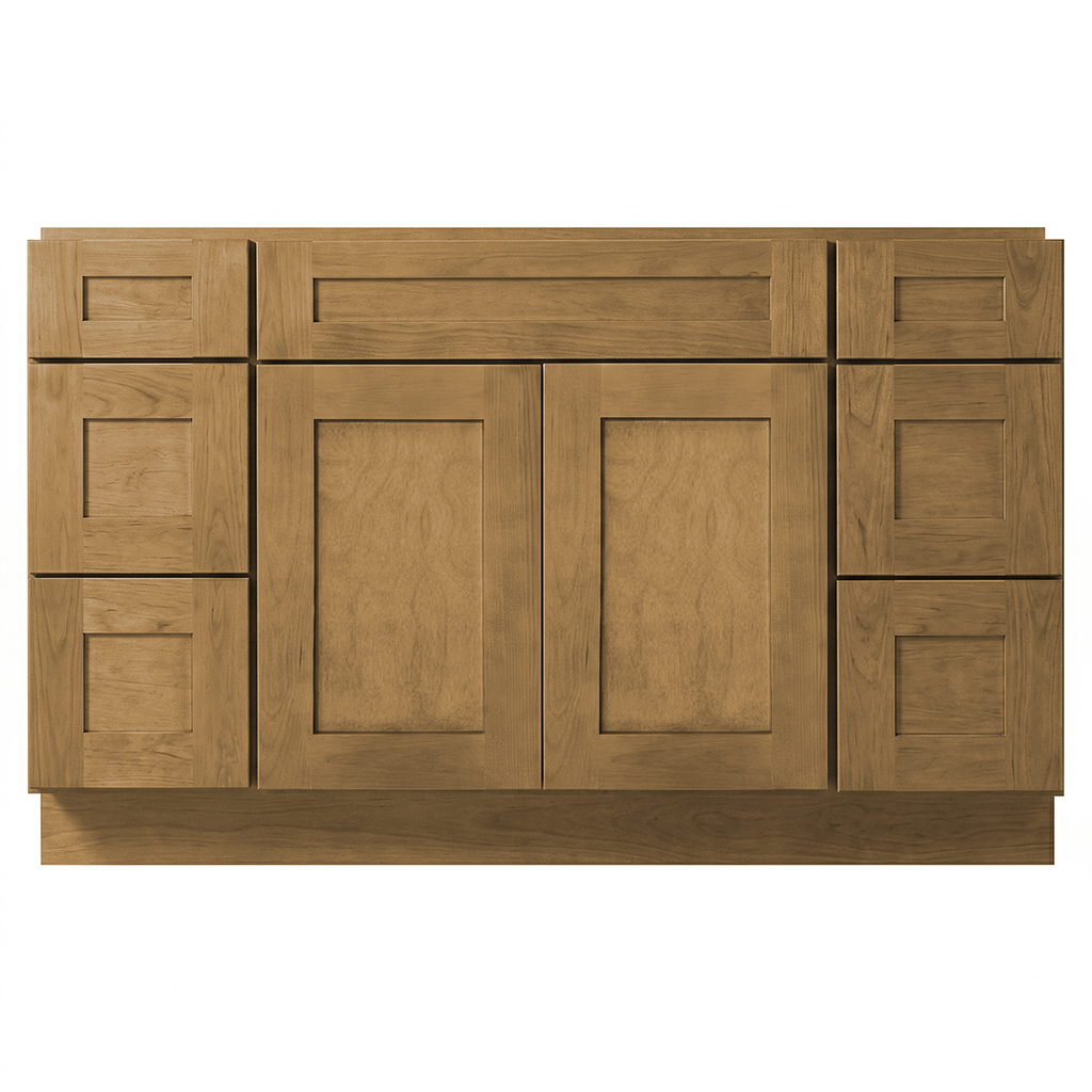 RTA Woodland Shaker 54" Freestanding Bathroom Vanity 6-Drawer Combo Base