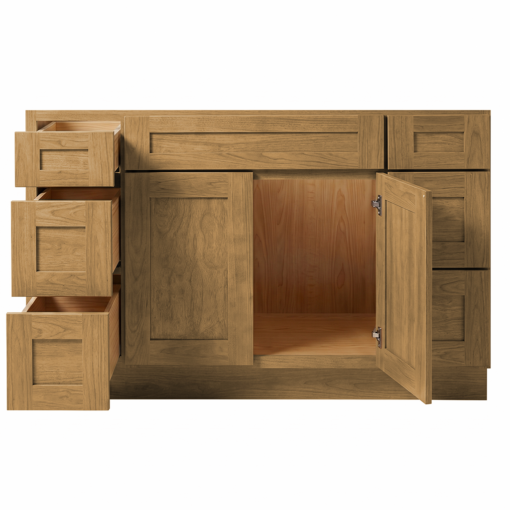 RTA Woodland Shaker 54" Freestanding Bathroom Vanity 6-Drawer Combo Base