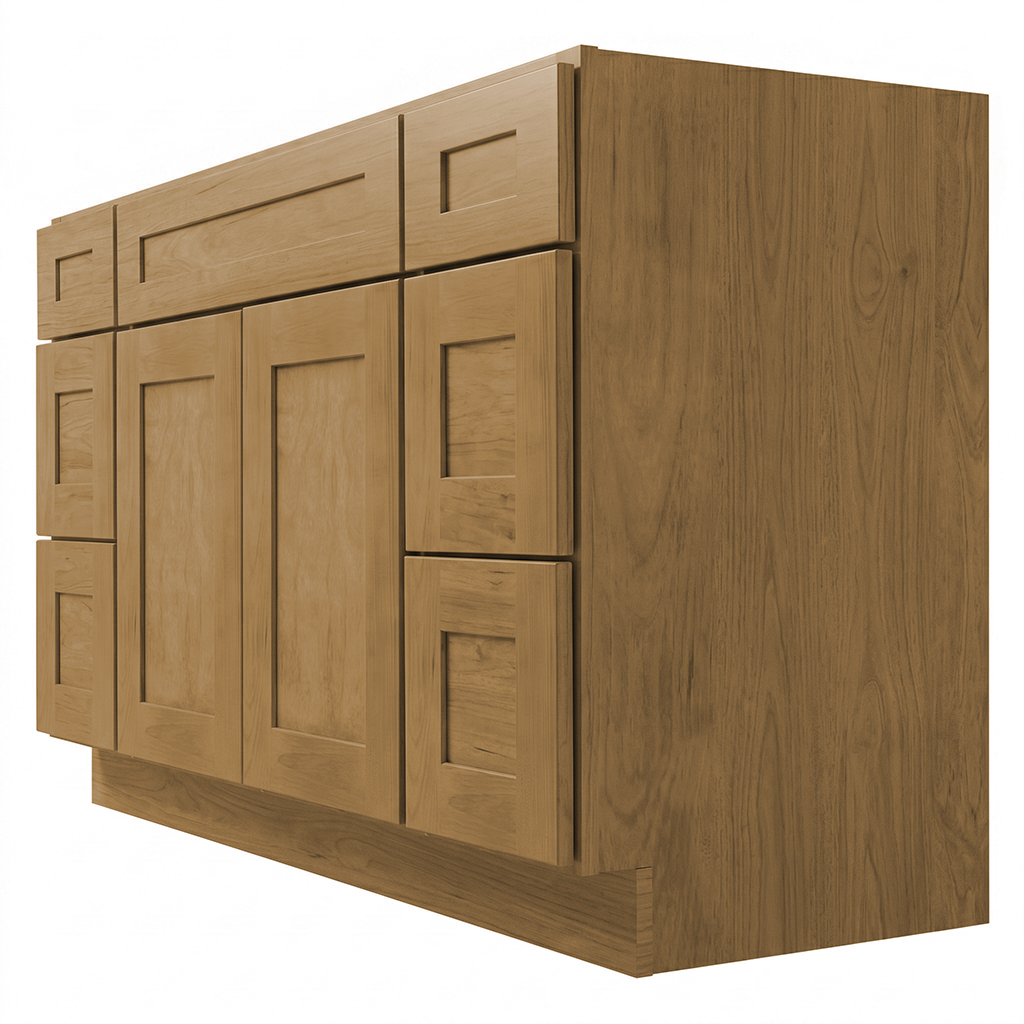 RTA Woodland Shaker 54" Freestanding Bathroom Vanity 6-Drawer Combo Base