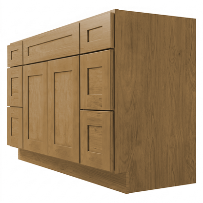 RTA Woodland Shaker 54" Freestanding Bathroom Vanity 6-Drawer Combo Base