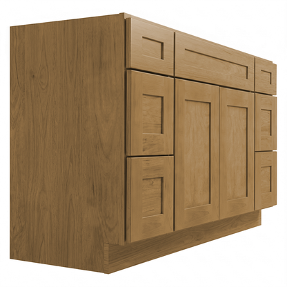 RTA Woodland Shaker 54" Freestanding Bathroom Vanity 6-Drawer Combo Base