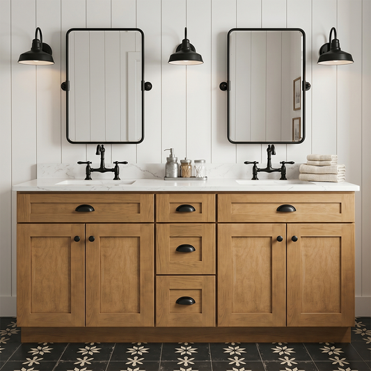 RTA Woodland Shaker 60" Freestanding Bathroom Vanity 3-Drawer Combo Base