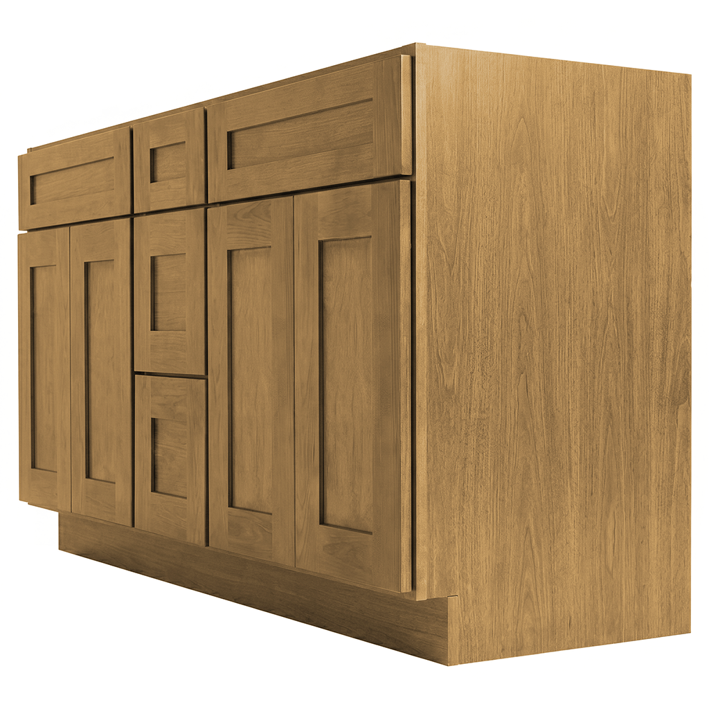RTA Woodland Shaker 60" Freestanding Bathroom Vanity 3-Drawer Combo Base
