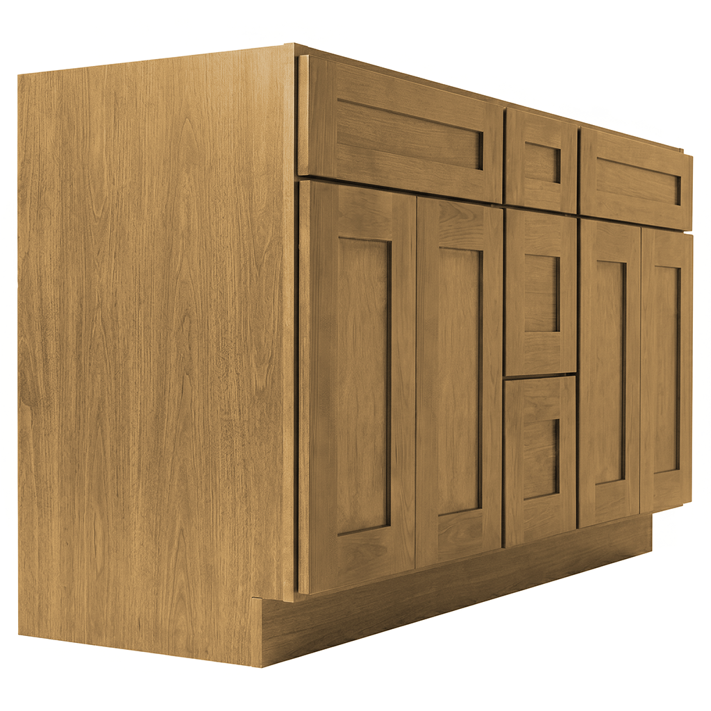 RTA Woodland Shaker 60" Freestanding Bathroom Vanity 3-Drawer Combo Base