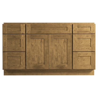 RTA Woodland Shaker 60" Freestanding Bathroom Vanity 6-Drawer Combo Base