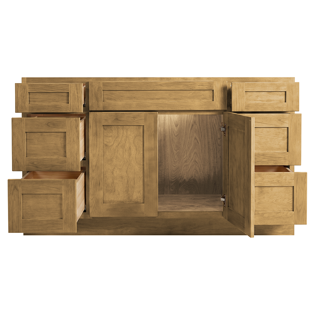 RTA Woodland Shaker 60" Freestanding Bathroom Vanity 6-Drawer Combo Base
