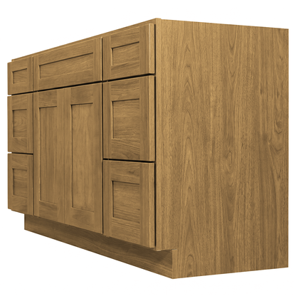 RTA Woodland Shaker 60" Freestanding Bathroom Vanity 6-Drawer Combo Base