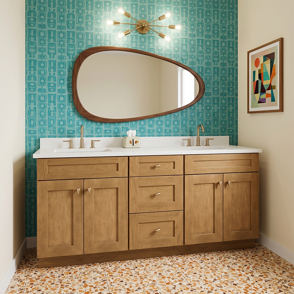 RTA Woodland Shaker 72" Freestanding Bathroom Vanity 3-Drawer Combo Base