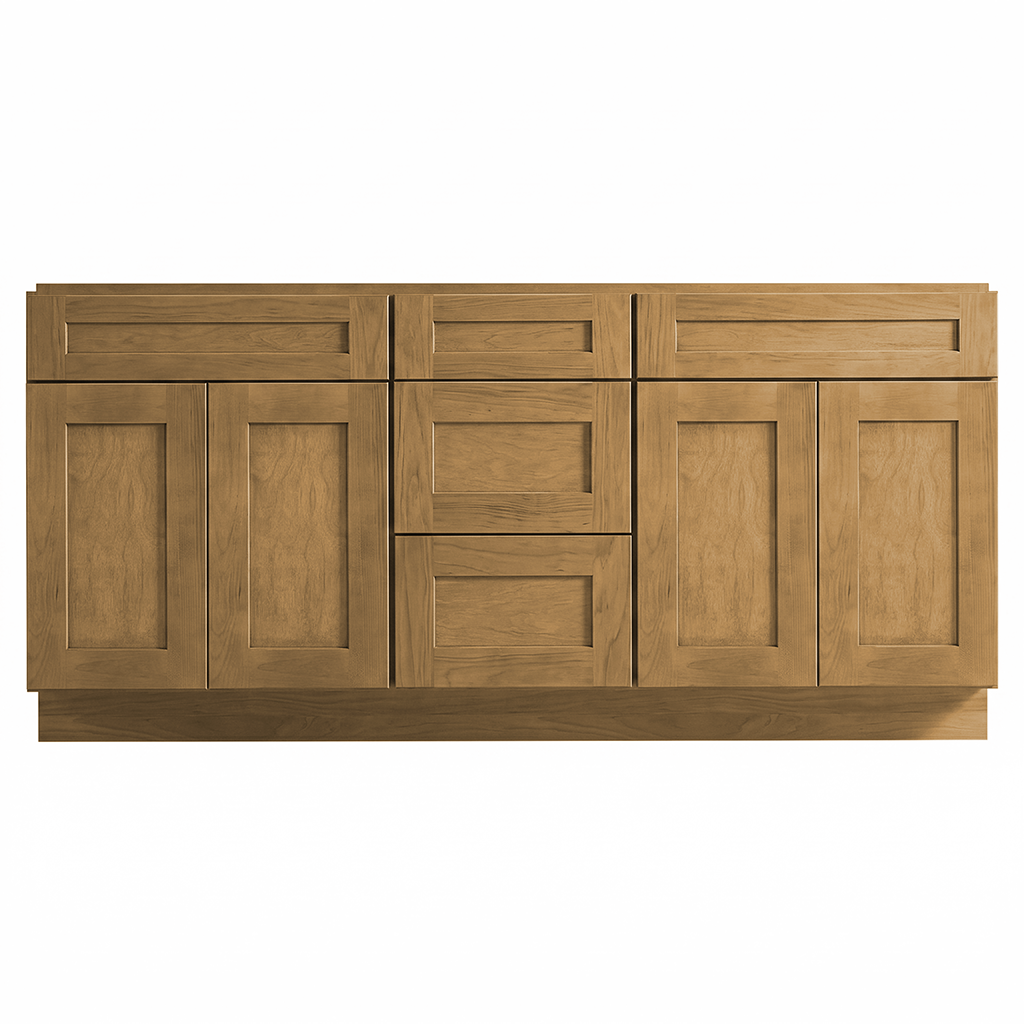 RTA Woodland Shaker 72" Freestanding Bathroom Vanity 3-Drawer Combo Base