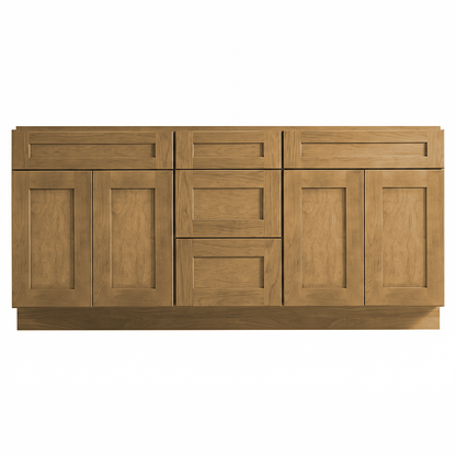 RTA Woodland Shaker 72" Freestanding Bathroom Vanity 3-Drawer Combo Base