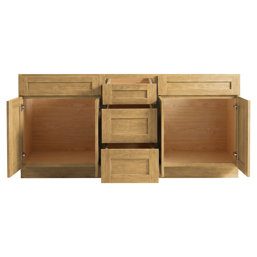 RTA Woodland Shaker 72" Freestanding Bathroom Vanity 3-Drawer Combo Base