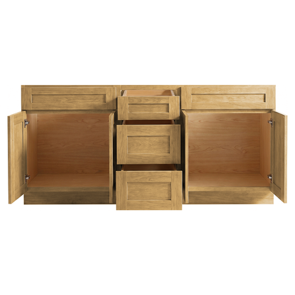 RTA Woodland Shaker 72" Freestanding Bathroom Vanity 3-Drawer Combo Base