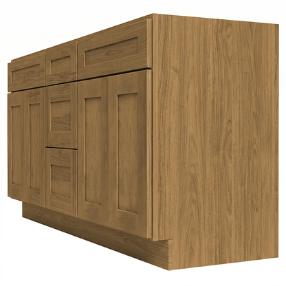 RTA Woodland Shaker 72" Freestanding Bathroom Vanity 3-Drawer Combo Base