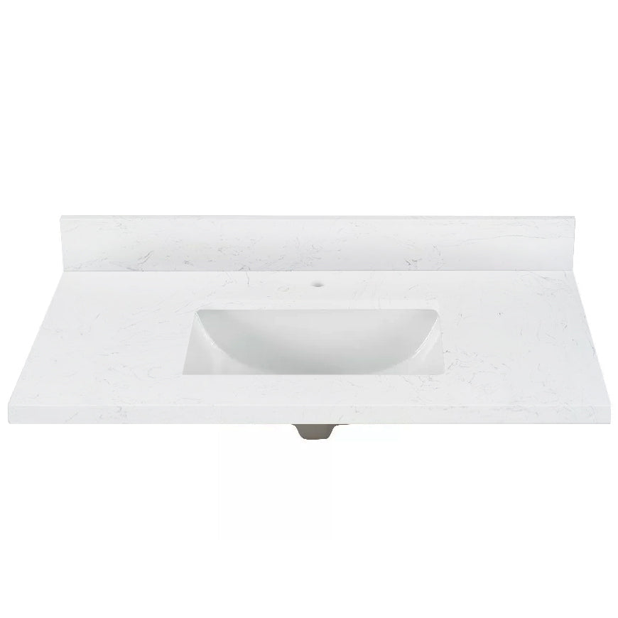 White Carrara Engineered Marble Vanity Top