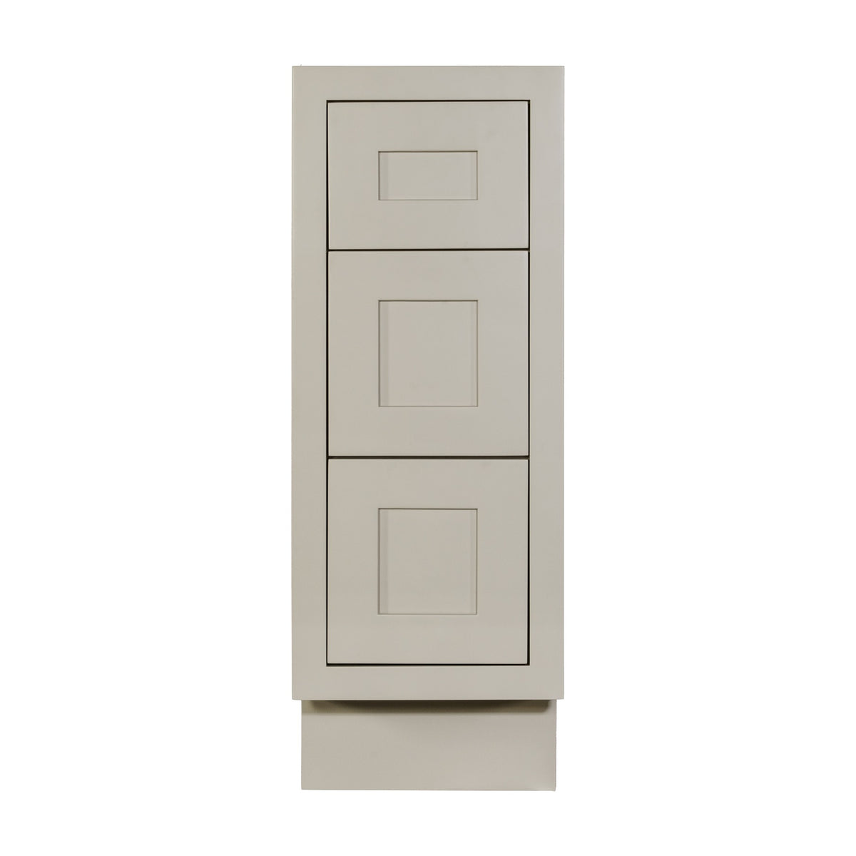 12 inch freestanding bathroom vanity drawer base in Tuscan Grey with inset Shaker fronts
