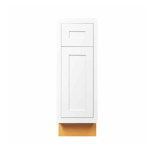 RTA 12"W Kitchen Base Cabinet with One Door and One Drawer in Snow White Inset Shaker