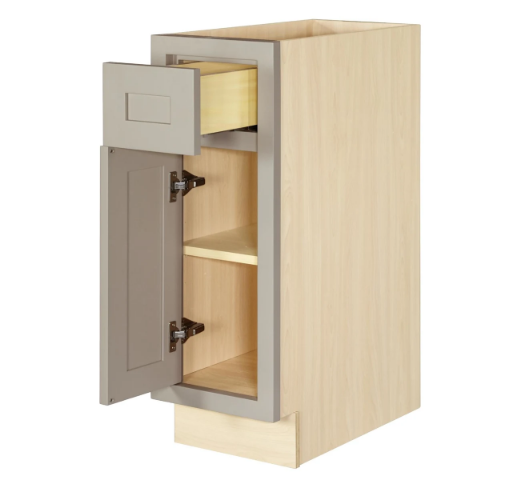 RTA 12"W Kitchen Base Cabinet with One Door and One Drawer in Tuscan Grey Inset Shaker