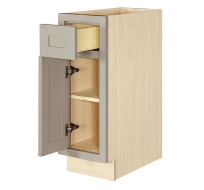 RTA 12"W Kitchen Base Cabinet with One Door and One Drawer in Tuscan Grey Inset Shaker
