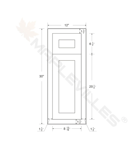 RTA 12"W Kitchen Base Cabinet with One Door and One Drawer in Tuscan Grey Inset Shaker