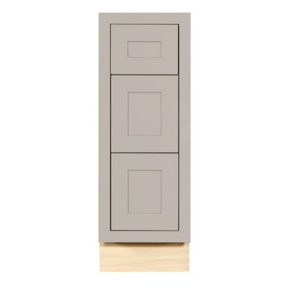 RTA 12"W Kitchen Three Drawer Base Cabinet in Tuscan Grey Inset Shaker