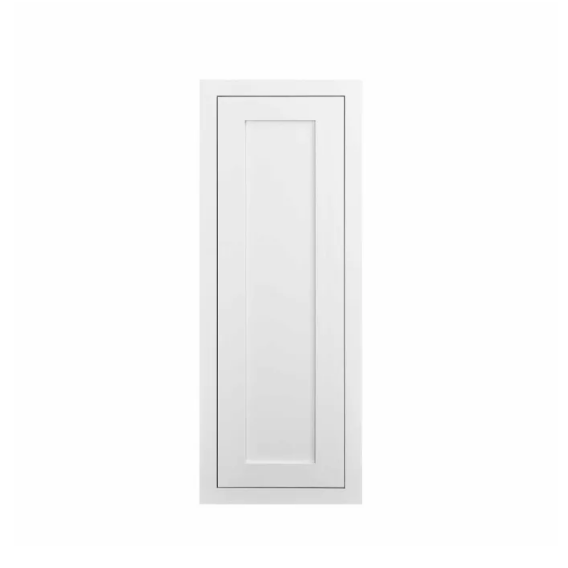 RTA 12"W x 30"H Kitchen Wall Cabinet with Single Door and Two Shelves in Snow White Inset Shaker