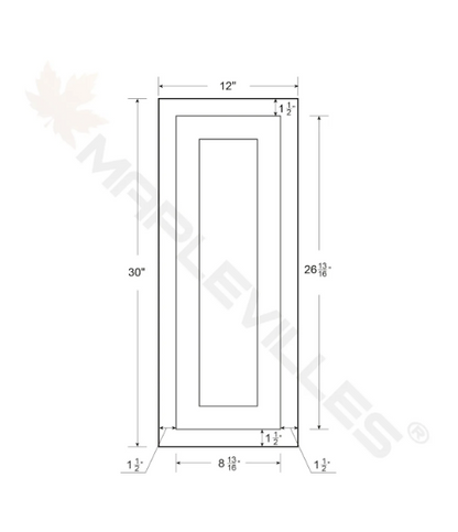RTA 12"W x 30"H Kitchen Wall Cabinet with Single Door and Two Shelves in Snow White Inset Shaker