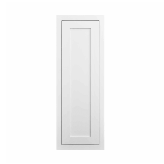 Snow White wall cabinet with single door and two shelves measuring 12"W x 39"H