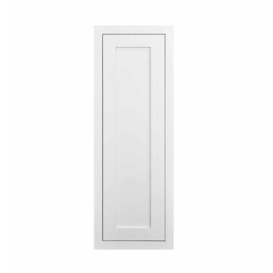 RTA 12"W x 39"H Kitchen Wall Cabinet with Single Door and Two Shelves in Snow White Inset Shaker